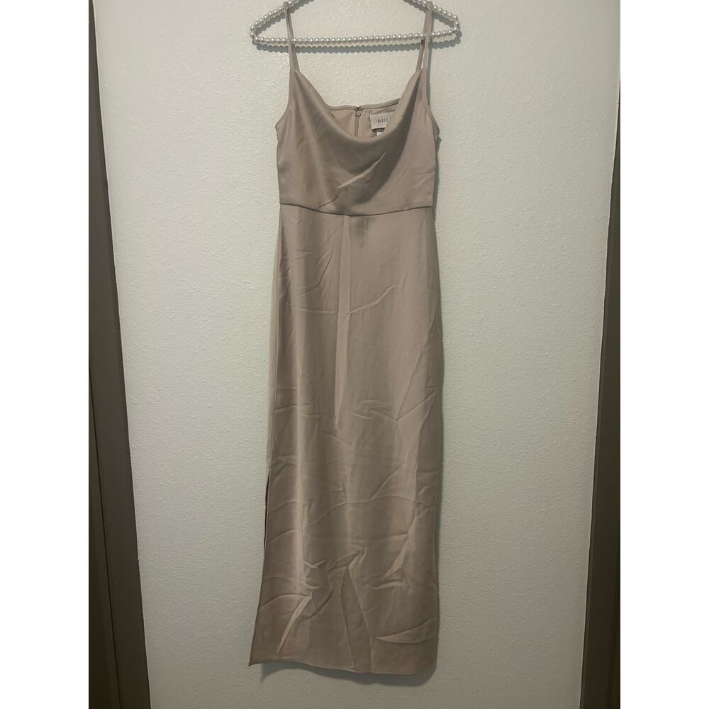 BHLDN Blush Nude Satin Cowl Midi Slip Dress NWT